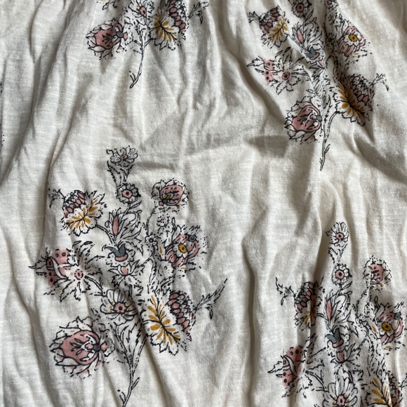 Lucky Brand Ditsy Floral Top M Crochet Neck EUC M Cream Neutral Boho Bohemian - Picture 13 of 16